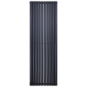 Designradiator Ovaal Verticaal Zwart Dubbel 180x59cm 2050 Watt Belrad Midden / Hoek aansuiting Omkeerbaar