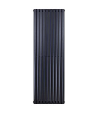 BELRAD Designradiator Ovaal Verticaal Zwart Dubbel 180x59cm 2050 Watt Belrad Midden / Hoek aansuiting Omkeerbaar