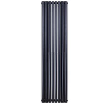 Designradiator Ovaal Verticaal Zwart Dubbel 180x47cm 1640 Watt Belrad Midden / Hoek aansuiting Omkeerbaar