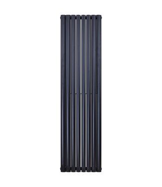 BELRAD Designradiator Ovaal Verticaal Zwart Dubbel 180x47cm 1640 Watt Belrad Midden / Hoek aansuiting Omkeerbaar