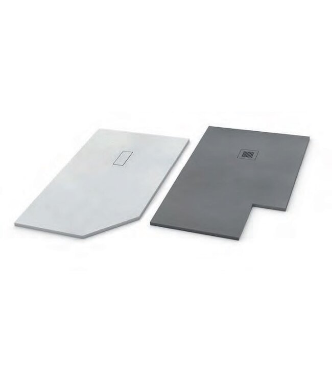 CREAVIT Douchevloer Medison Grijs 120x90cm Composietsteen Douchebak Veroni SLATE 3cm (RAL7037) Antislip op maat Zaagbaar.