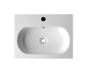 Wastafel Compact Line 60x38x9 cm Wit Mineraalmarmer 1 Kraangat met Overloop