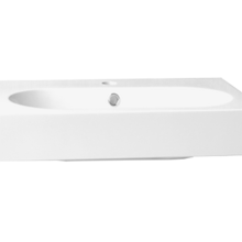 Wastafel Compact Line 60x38x9 cm Wit Mineraalmarmer 1 Kraangat met Overloop