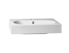 Wastafel Compact Line 60x38x9 cm Wit Mineraalmarmer 1 Kraangat met Overloop