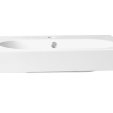 Wastafel Compact Line 80x38x9 cm Wit Mineraalmarmer 1 Kraangat met Overloop