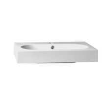 Wastafel Compact Line 80x38x9 cm Wit Mineraalmarmer 1 Kraangat met Overloop