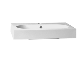 Wastafel Compact Line 80x38x9 cm Wit Mineraalmarmer 1 Kraangat met Overloop