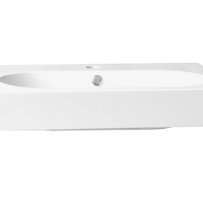 Wastafel Compact Line 80x38x9 cm Wit Mineraalmarmer 1 Kraangat met Overloop