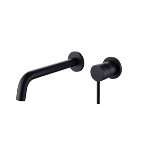 Wastafelkraan Inbouw Mengkraan Evana Rond Mat Zwart  1 Greeps 21cm Uitloop