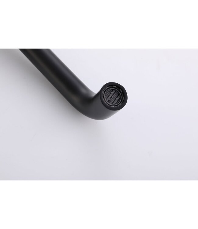 Wastafelkraan Inbouw Mengkraan Evana Rond Mat Zwart  1 Greeps 21cm Uitloop