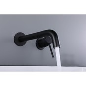 Wastafelkraan Inbouw Mengkraan Evana Rond Mat Zwart  1 Greeps 21cm Uitloop