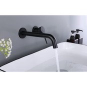 Wastafelkraan Inbouw Mengkraan Evana Rond Mat Zwart  1 Greeps 21cm Uitloop