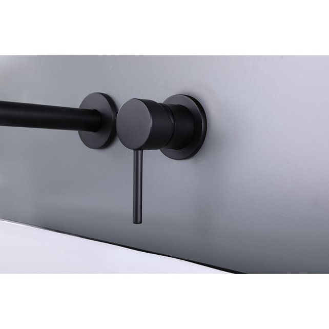 Wastafelkraan Inbouw Mengkraan Evana Rond Mat Zwart  1 Greeps 21cm Uitloop