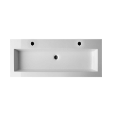 Wastafel Compact 120x38x5,5 cm Wit Mineraalmarmer Kraangaten 2 zonder overloop