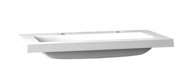 Wastafel Compact 120x38x5,5 cm Wit Mineraalmarmer Kraangaten 2 zonder overloop