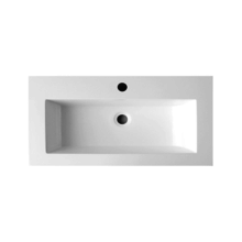 Wastafel Compact 100x38x5,5 cm Wit Mineraalmarmer Kraangaten 1 zonder overloop