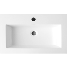 Wastafel Compact 80x38x5,5 cm Wit Mineraalmarmer Kraangaten 1 zonder overloop