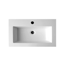 Wastafel Compact 80x38x5,5 cm Wit Mineraalmarmer Kraangaten 1 zonder overloop