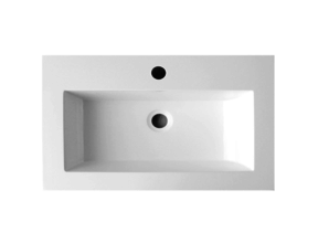 Wastafel Compact 80x38x5,5 cm Wit Mineraalmarmer Kraangaten 1 zonder overloop