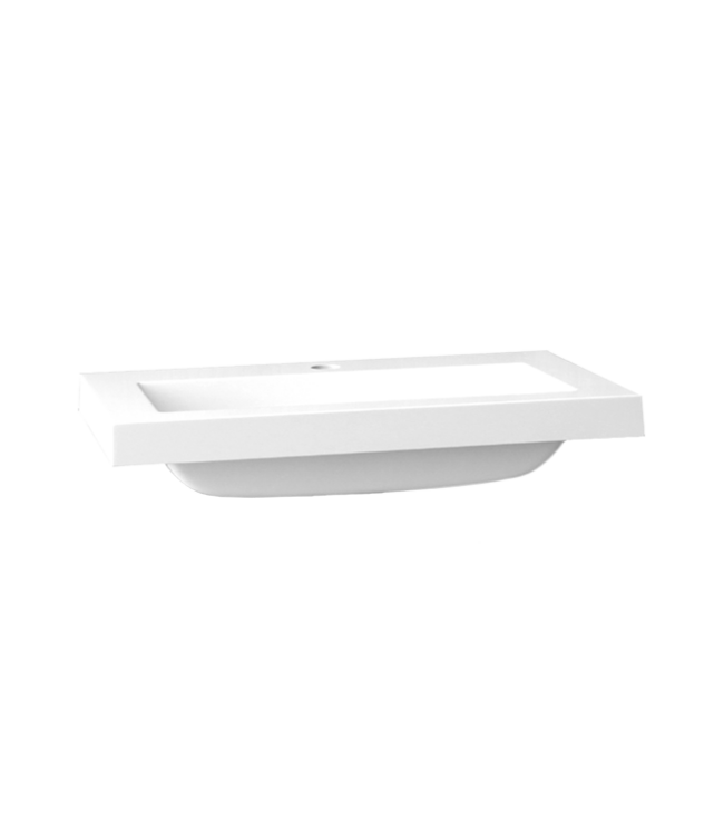 SANI-SUPPLY Wastafel Compact 80x38x5,5 cm Wit Mineraalmarmer Kraangaten 1 zonder overloop