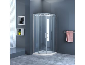Douchecabine Kwartrond Schuifdeur 90x90x200cm SaniPro Cindy Nano Coating Antikalk Helder Glas 8mm Veiligheidsglas Easy Clean