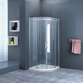 Douchecabine Kwartrond Schuifdeur 90x90x200cm SaniPro Cindy Nano Coating Antikalk Helder Glas 8mm Veiligheidsglas Easy Clean