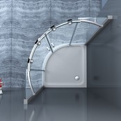 Douchecabine Kwartrond Schuifdeur 90x90x200cm SaniPro Cindy Nano Coating Antikalk Helder Glas 8mm Veiligheidsglas Easy Clean
