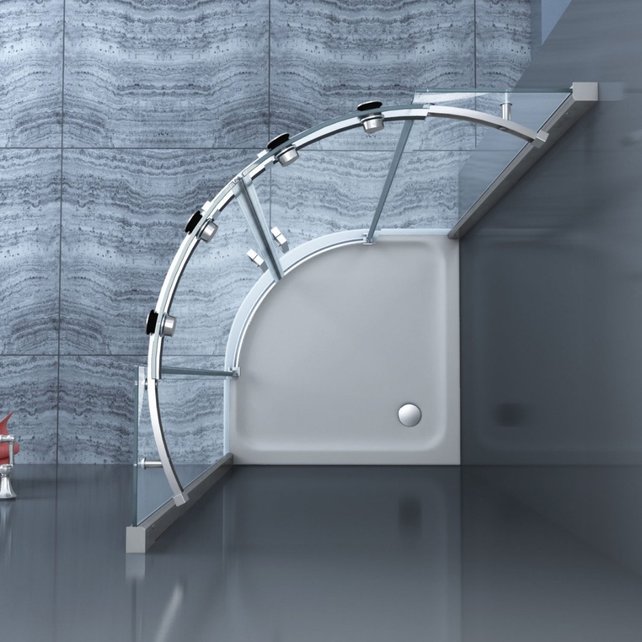 Douchecabine Kwartrond Schuifdeur 90x90x200cm SaniPro Cindy Nano Coating Antikalk Helder Glas 8mm Veiligheidsglas Easy Clean