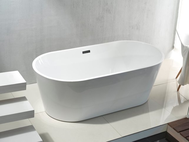 Vrijstaand Ligbad Ovaal 180x80x60cm Acryl Creavit Rondo Badkuip met overloop Vrijstaand incl. badsifon