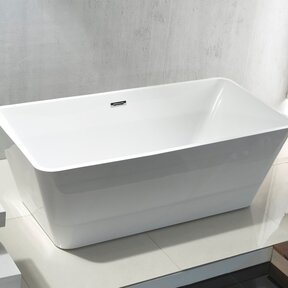 Vrijstaand Ligbad Vierkant 180x80x60cm Acryl Creavit Quadro Badkuip met overloop Vrijstaand incl. badsifon