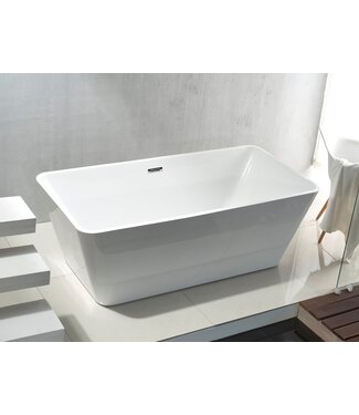 CREAVIT Vrijstaand Ligbad Vierkant 180x80x60cm Acryl Creavit Quadro Badkuip met overloop Vrijstaand incl. badsifon
