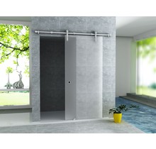 Douchedeur Seoul schuifdeur douche melkglas 102,5x205cm RVS Geleider 8mm veiligheidsglas Omkeerbaar