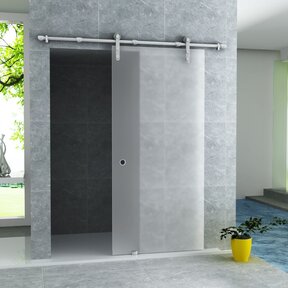 Douchedeur Seoul schuifdeur douche melkglas 102,5x205cm RVS Geleider 8mm veiligheidsglas Omkeerbaar