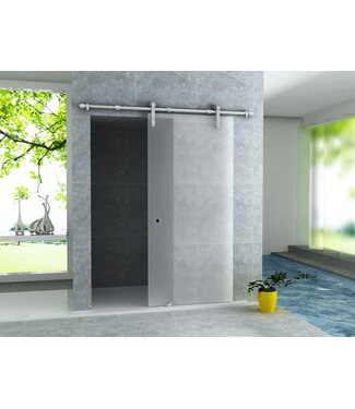 CREAVIT Douchedeur Seoul schuifdeur douche melkglas 102,5x205cm RVS Geleider 8mm veiligheidsglas Omkeerbaar