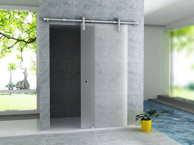 Douchedeur Seoul schuifdeur douche melkglas 102,5x205cm RVS Geleider 8mm veiligheidsglas Omkeerbaar Douchedeur Seoul schuifdeur douche melkglas 102,5x205cm RVS Geleider 8mm veiligheidsglas Omkeerbaar