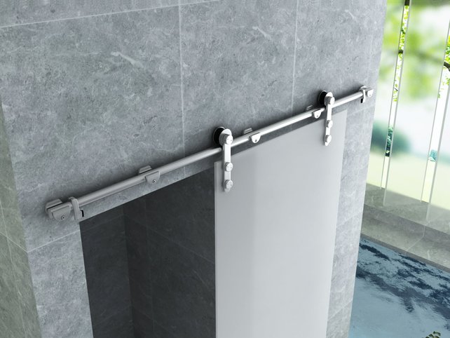 Douchedeur Seoul schuifdeur douche melkglas 102,5x205cm RVS Geleider 8mm veiligheidsglas Omkeerbaar Douchedeur Seoul schuifdeur douche melkglas 102,5x205cm RVS Geleider 8mm veiligheidsglas Omkeerbaar