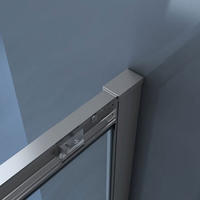 Douchecabine James Kwartrond 100x100x200cm 6mm Veiligheidsglas Hoekinstap Schuifdeur Helder Glas Chroom Profiel