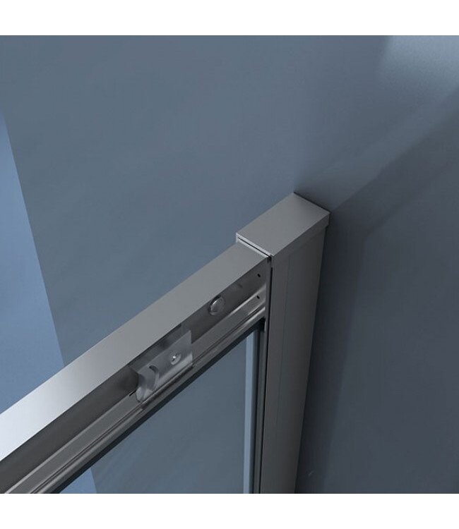 Douchecabine James Kwartrond 100x100x200cm 6mm Veiligheidsglas Hoekinstap Schuifdeur Helder Glas Chroom Profiel