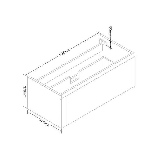 Wastafelonderkast Vision Wood Eiken 100x47x50 cm met greeplijst enkel lade softclose