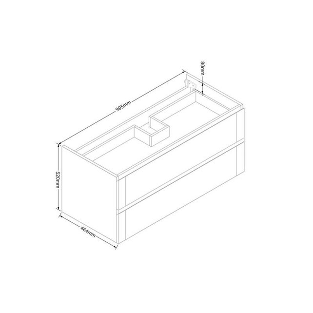 Wastafelonderkast Trend Wood Eiken 100x47x50 cm met greeplijst twee lades softclose