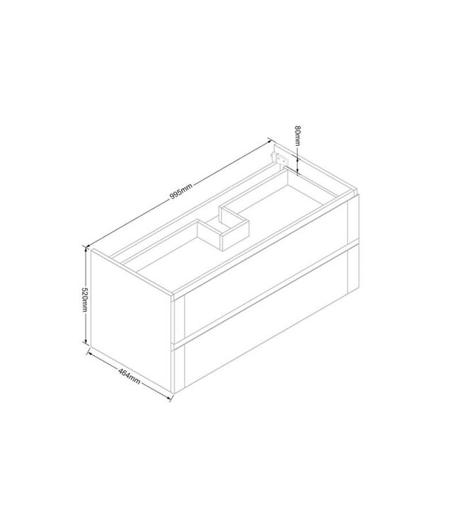 Wastafelonderkast Trend Wood Eiken 100x47x50 cm met greeplijst twee lades softclose