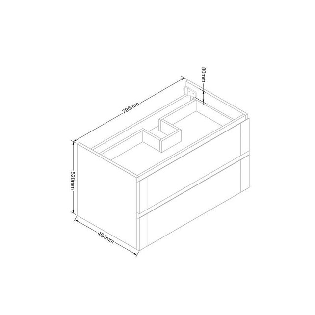 Wastafelonderkast Trend Wood Eiken 80x47x50 cm met greeplijst twee lades softclose Wastafelonderkast Trend Wood Eiken 80x47x50 cm met greeplijst twee lades softclose