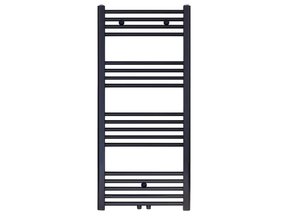 Aloni Girne Handdoekradiator 120x60cm Zwart Mat Geborsteld 616Watt Midden aansluiting