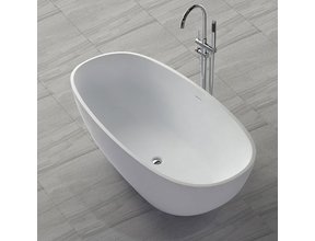Vrijstaand Bad Lorena 179x64x84cm Solid Surface Mat Wit Ovaal incl. Afvoer