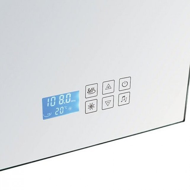 Badkamerspiegel Delilah 120x80cm LED verlichting radio en bluetooth Touch bediening Aluminium spiegel met/zonder spiegelverwarming Badkamerspiegel Delilah 120x80cm LED verlichting radio en bluetooth Touch bediening Aluminium spiegel met/zonder spiegelverwarming