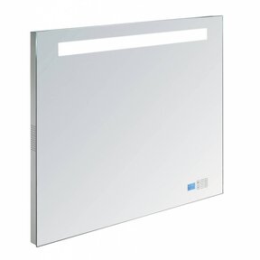 Badkamerspiegel Delilah 100x80cm LED verlichting, radio en bluetooth Touch bediening Aluminium spiegel met/zonder spiegelverwarming