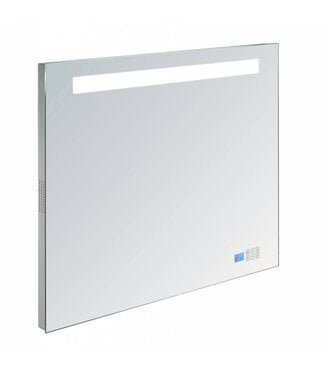 SANI-SUPPLY Badkamerspiegel Delilah 80x70cm LED verlichting, radio en bluetooth Touch bediening Aluminium spiegel met/zonder spiegelverwarming