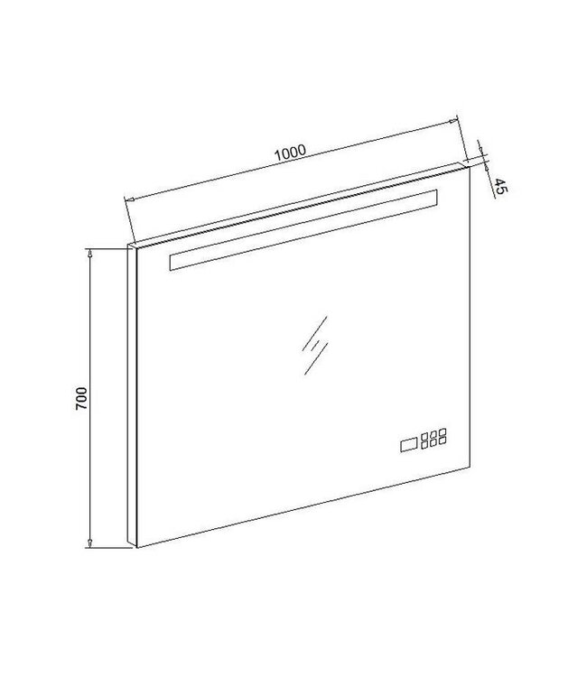 Badkamerspiegel Delilah 80x70cm LED verlichting, radio en bluetooth Touch bediening Aluminium spiegel met/zonder spiegelverwarming