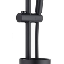 Glijstangset Mat Zwart met zeephouder handdouche rond