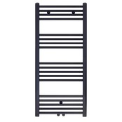 Aloni Girne Handdoekradiator 120x50cm Zwart Mat Geborsteld 537 Watt Midden aansluiting